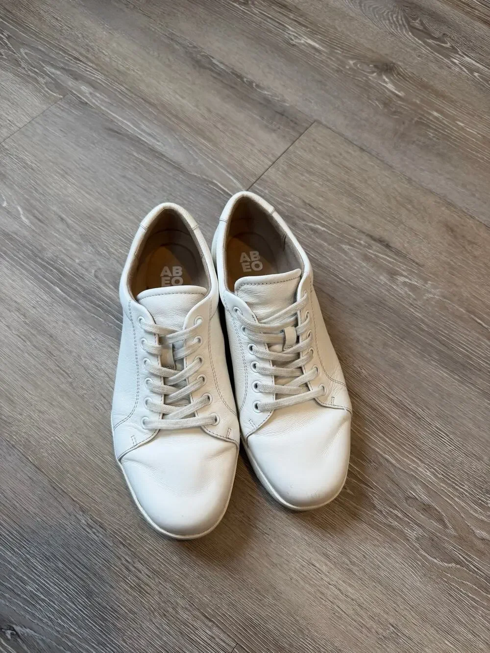 Leather sneakers, ABEO Addie 2320, white lace-up casual sneakers